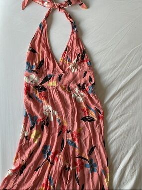 Women’s Pink Floral Halter Jumpsuit/Romper